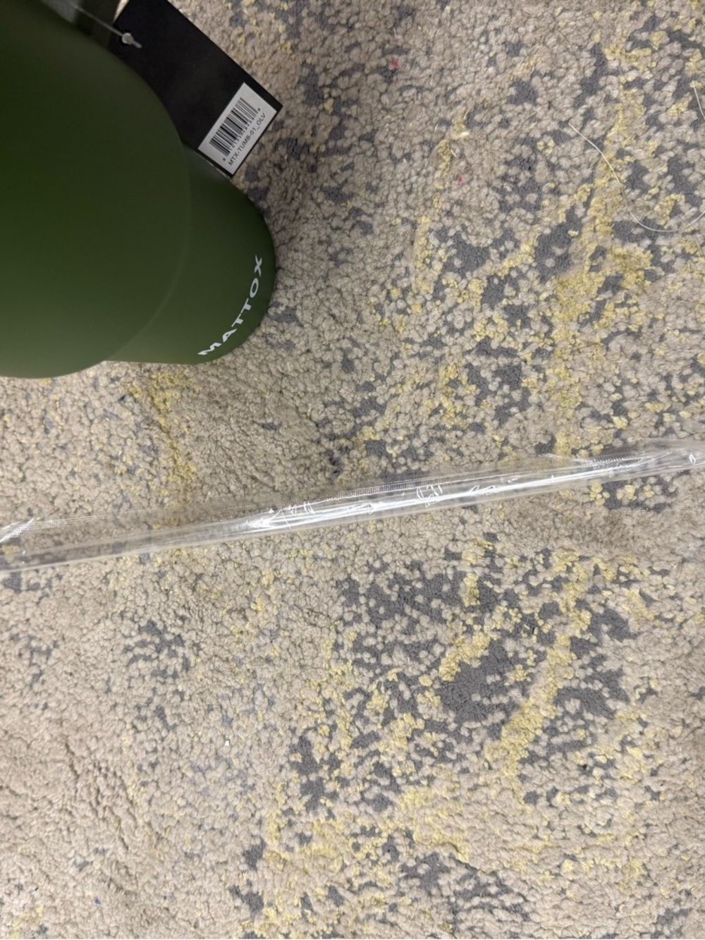 Katydid Matte Olive Green Insulated Bottle with Clear Straw